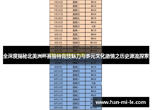 全深度揭秘北美洲杯赛独特竞技魅力与多元文化激情之历史源流探索