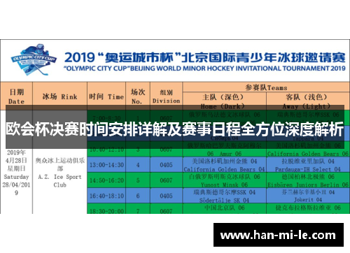 欧会杯决赛时间安排详解及赛事日程全方位深度解析