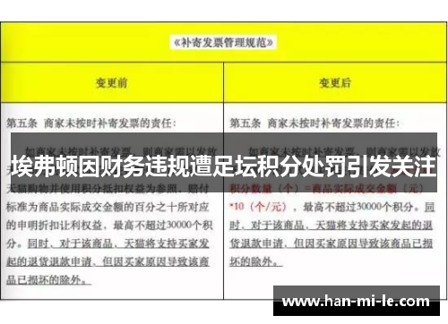 埃弗顿因财务违规遭足坛积分处罚引发关注